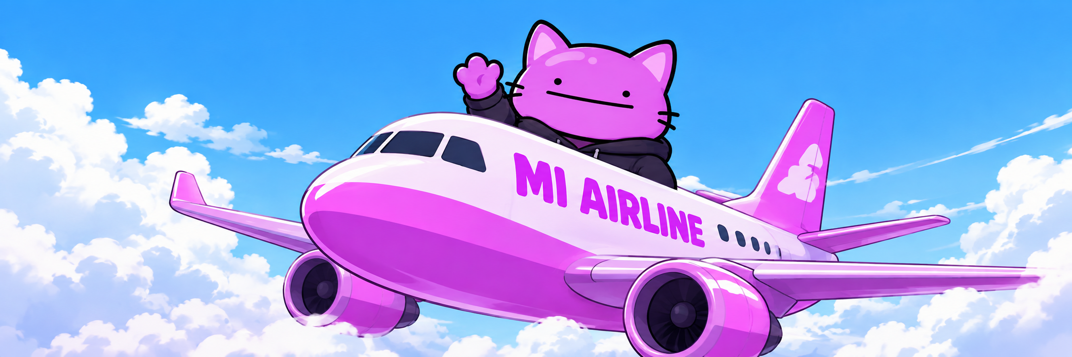 MI Airline flying through the sky
